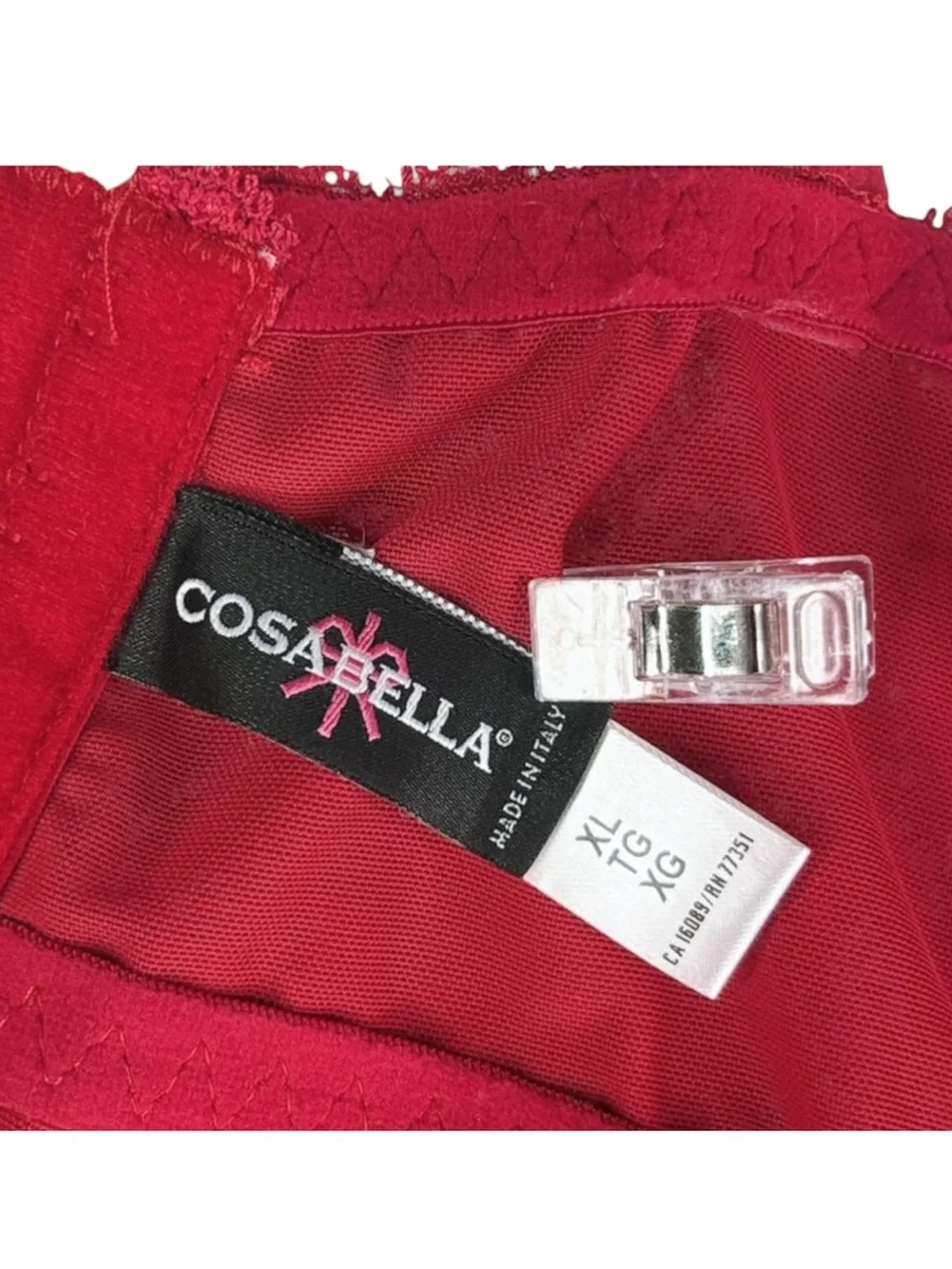 Cosabella Never Say Never Curvy Plungie Longline Bralette sz XL * Crimson Red